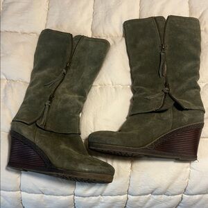 G.H. Bass & Co. Olive Suede Wedge Boots